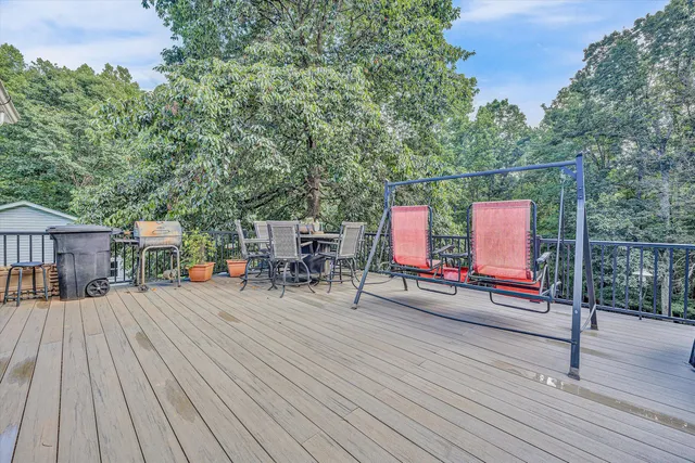 an outdoor space with seating