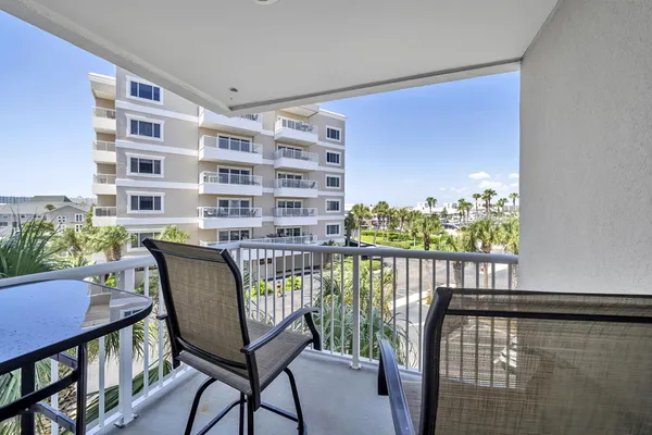 a view of a chairs in a balcony