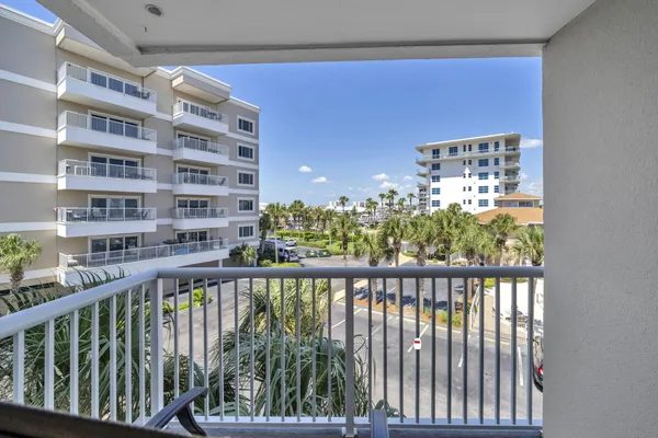a view of a balcony with lake view