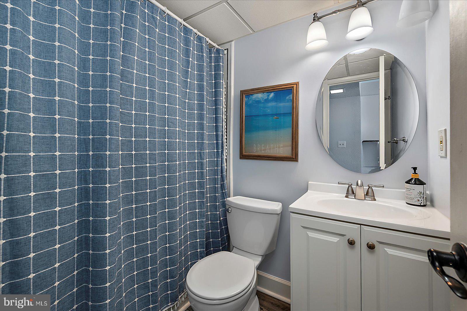 4 46th Street, Unit 101 Ocean City, MD 21842 - Photo 19 of 27 a bathroom with a toilet a sink and mirror