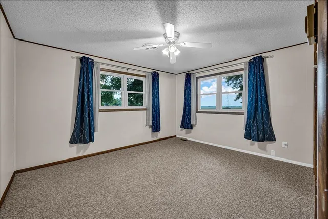 a view of a garage with storage