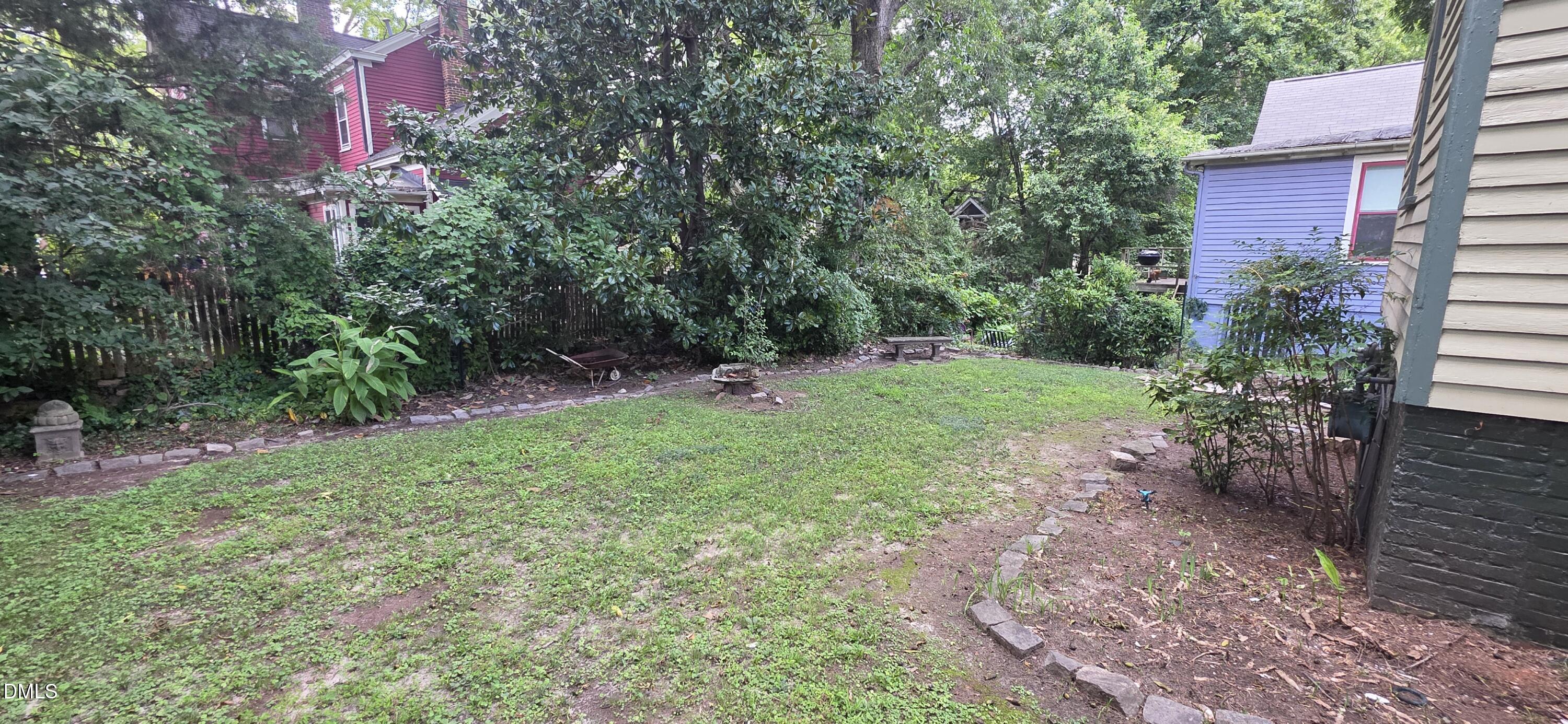 509 North East Street Raleigh, NC 27604 - Photo 4 of 18 a view of a backyard with potted plants and large trees