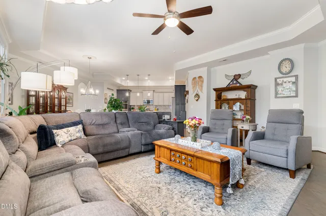 a living room with furniture and a couch