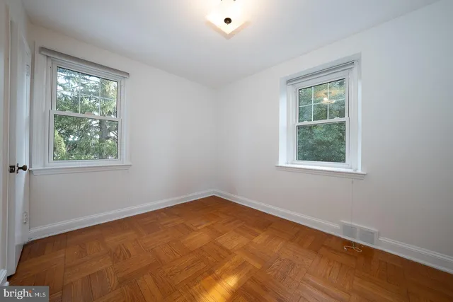 a view of a room with a window