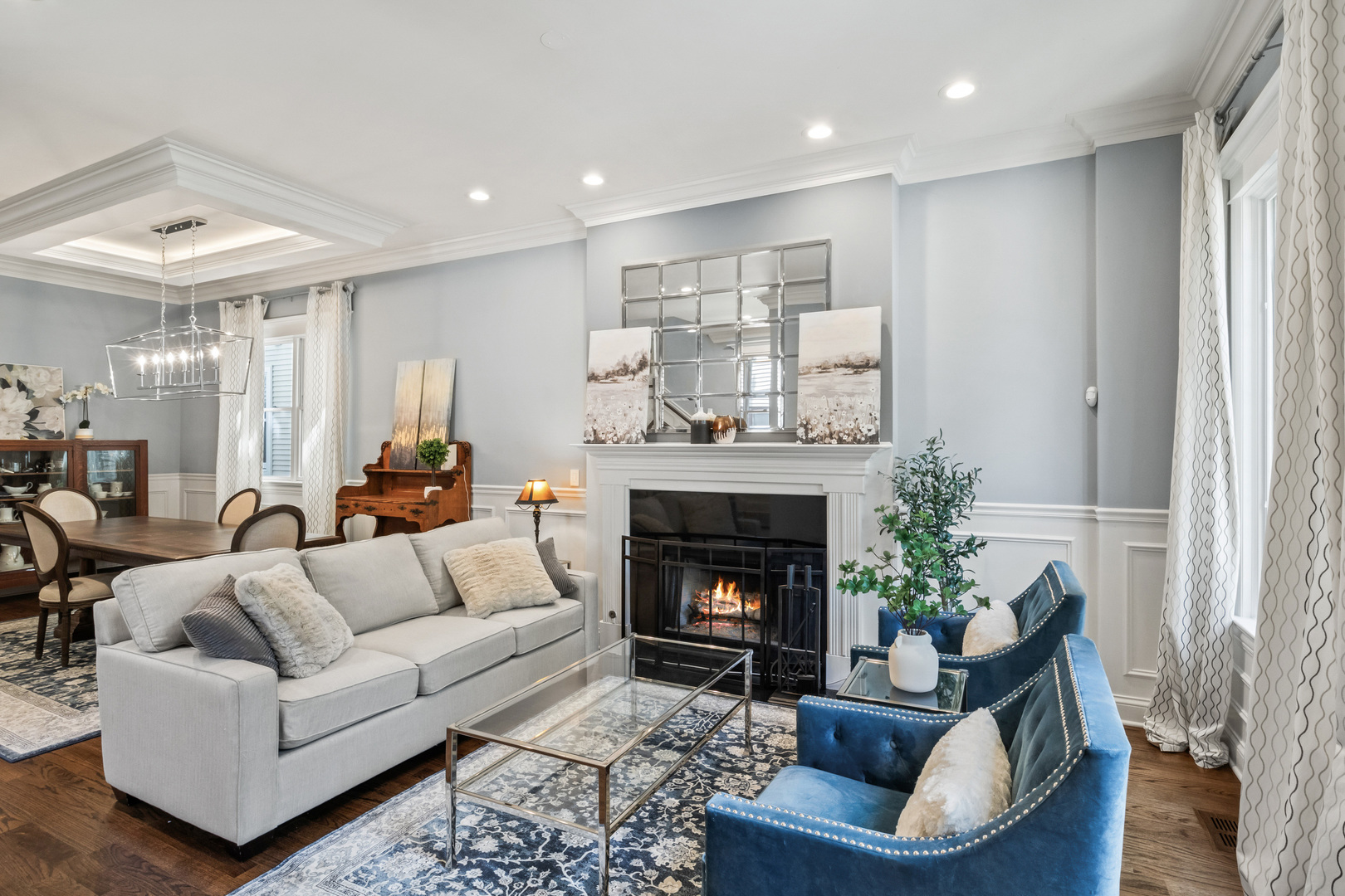 3743 North Ridgeway Avenue Chicago, IL 60618 - Photo 7 of 65 a living room with furniture and a fireplace