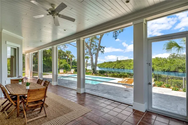 a lake view with a garden