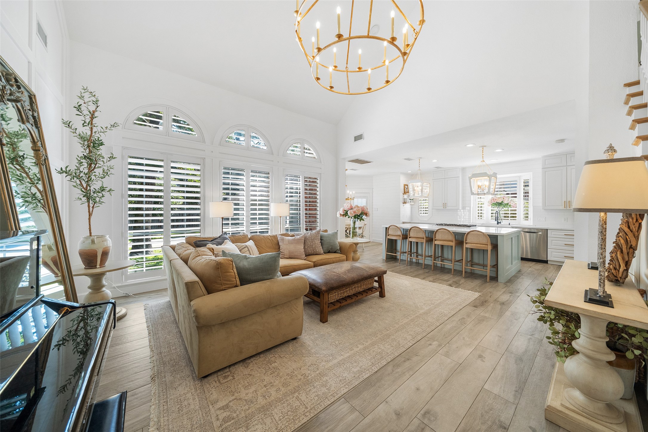 18 South Dragonwood Place Spring, TX 77381 - Photo 12 of 50 a living room with furniture kitchen view and a large window