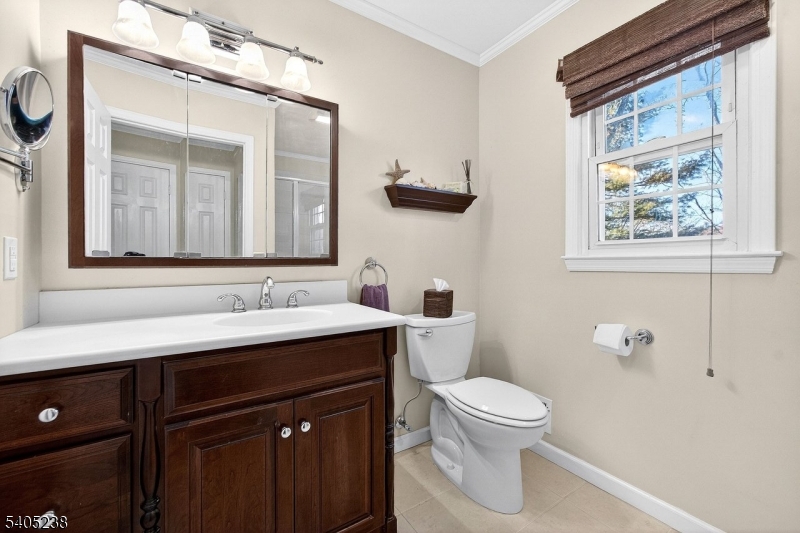 6 Phoenix Drive Mendham, NJ 07945 - Photo 14 of 23 a bathroom with a toilet a sink and a mirror