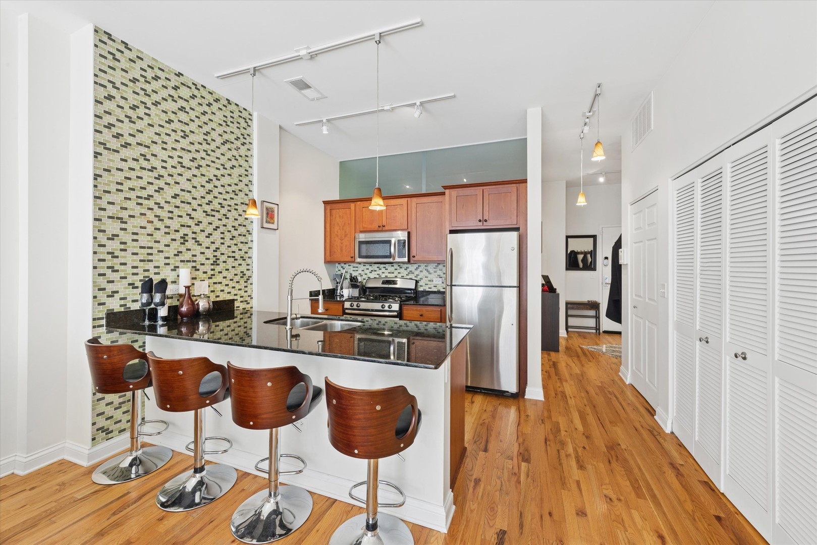 2025 South Indiana Avenue, Unit 209 Chicago, IL 60616 - Photo 6 of 17 a kitchen with stainless steel appliances granite countertop a refrigerator and a stove top oven