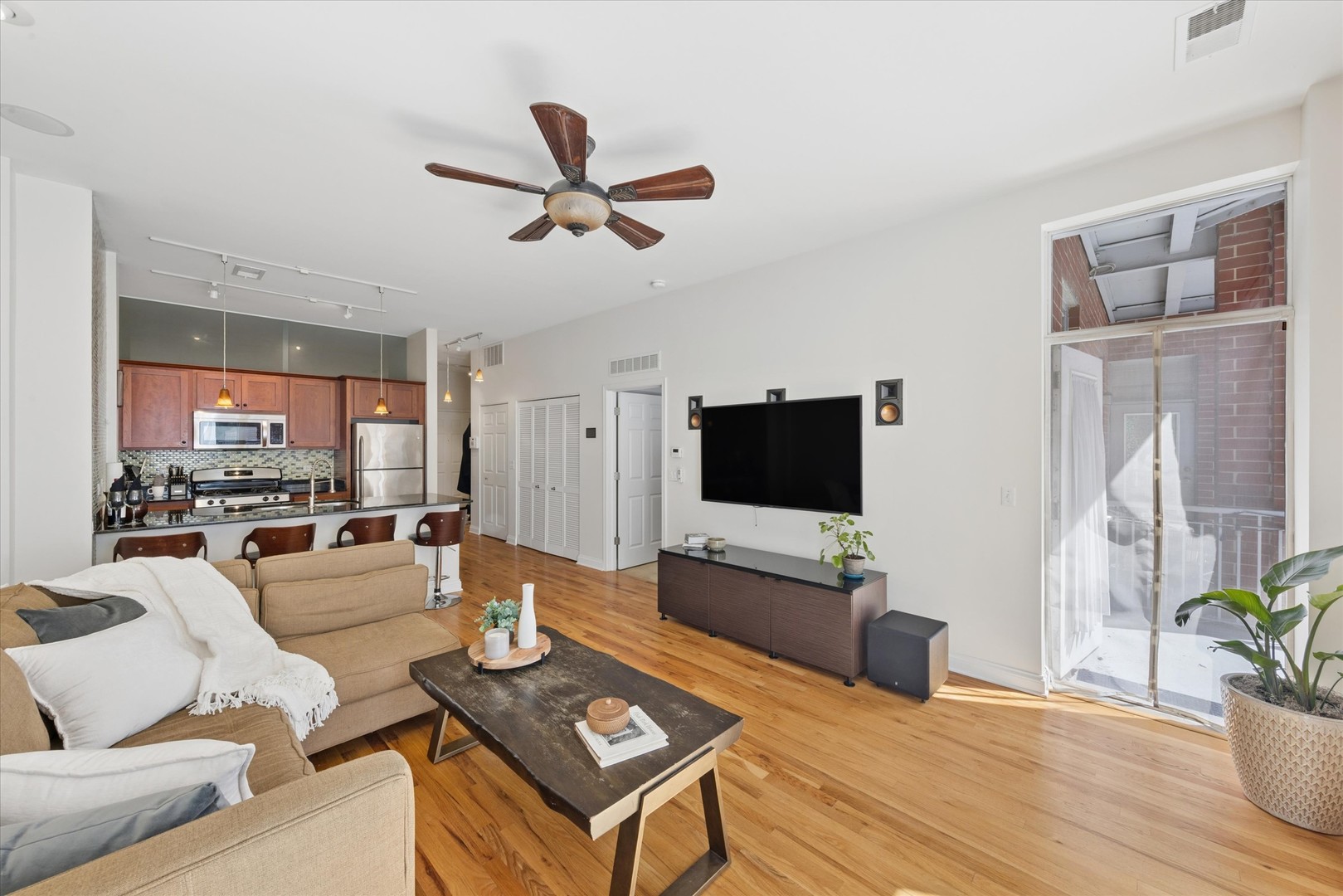 2025 South Indiana Avenue, Unit 209 Chicago, IL 60616 - Photo 8 of 17 a living room with furniture and a flat screen tv