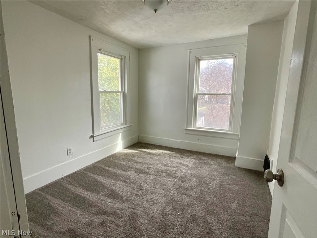 425 Spaulding Street Akron, OH 44310 - Photo 12 of 17 Unfurnished room featuring carpet flooring, a textured ceiling, and healthy amount of natural light