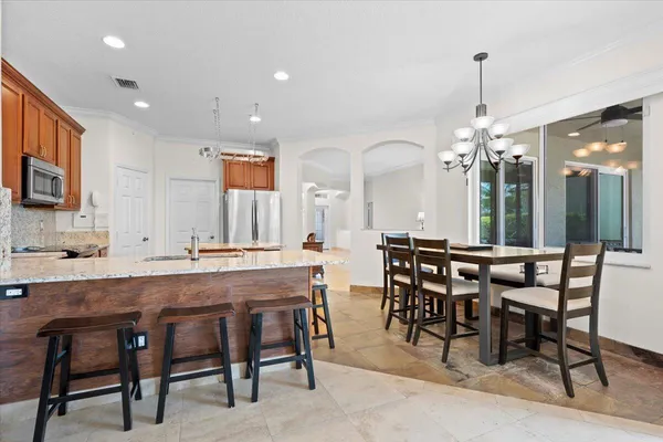 a view of a dining room and livingroom view