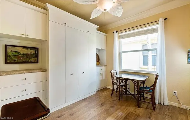 a workspace with wooden floor