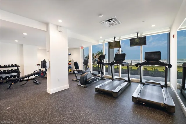 a view of a room with gym equipment