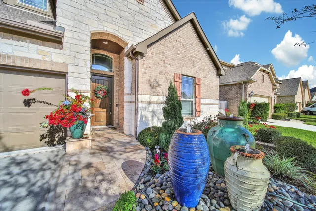 a view of a porch with sitting area