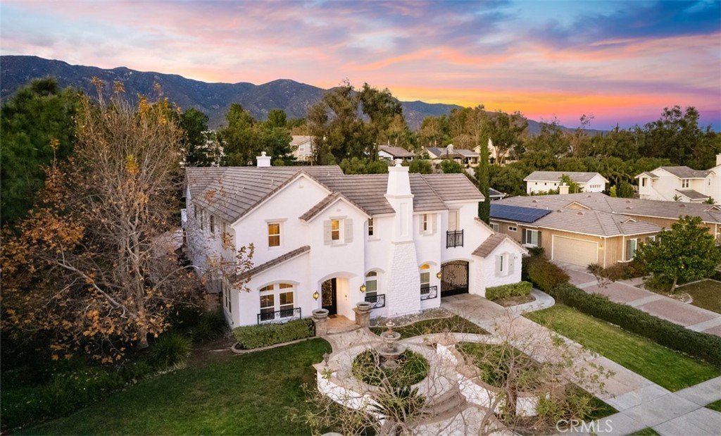a aerial view of a house with a garden