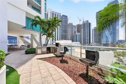 a building outdoor space with patio furniture
