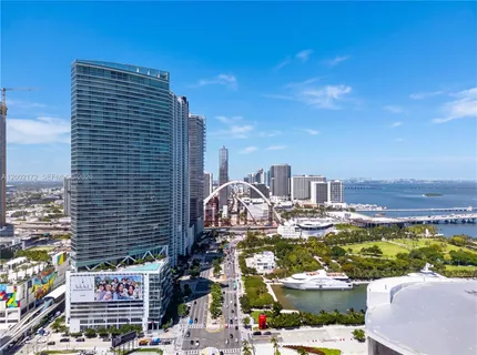 a view of a city with tall buildings