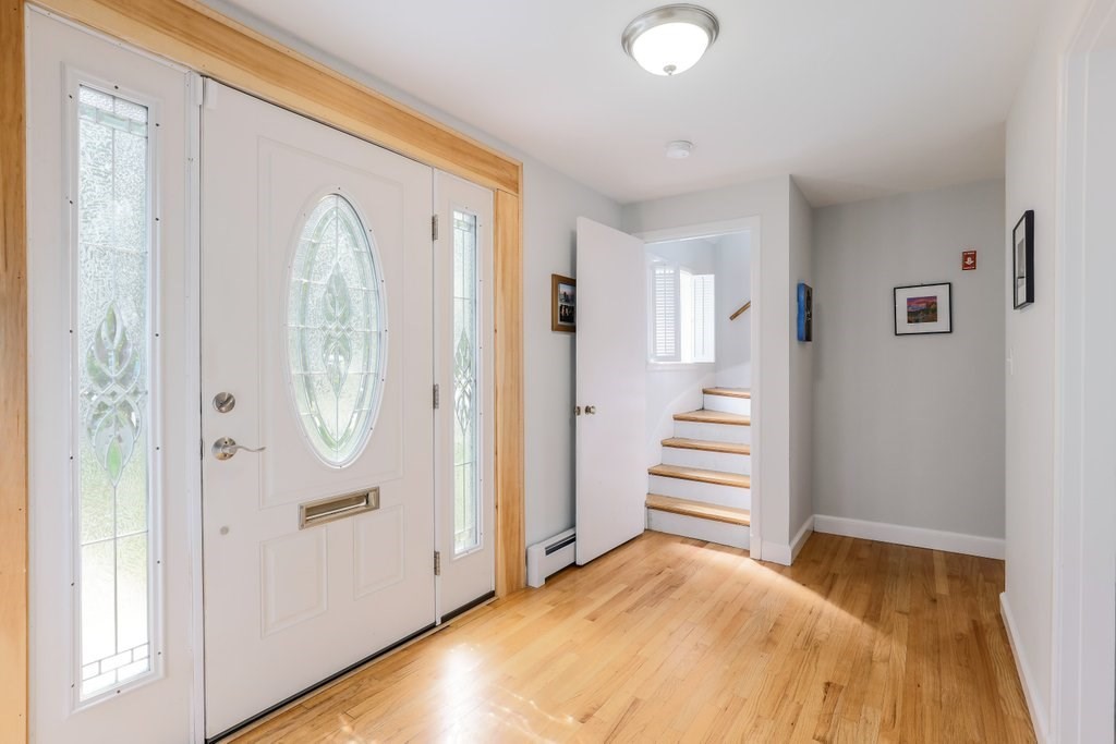 4 Ellis Drive Worcester, MA 01609 - Photo 27 of 32 a view of a hallway with entryway wooden floor and front door