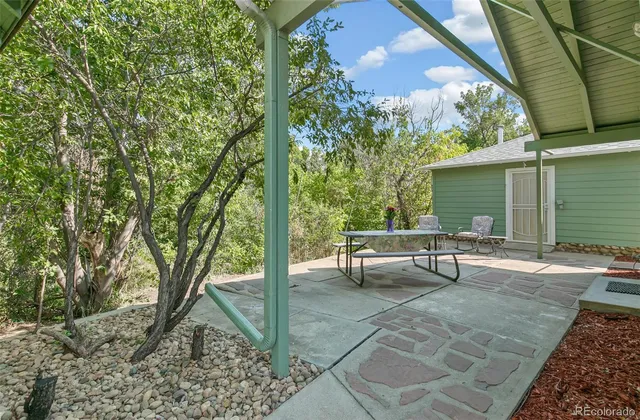a view of a outdoor space with a patio