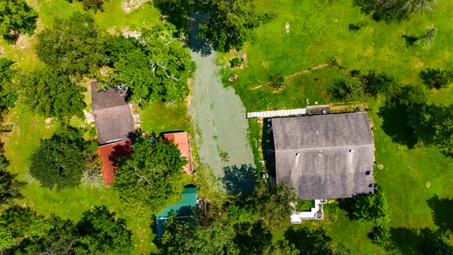 an aerial view of a house