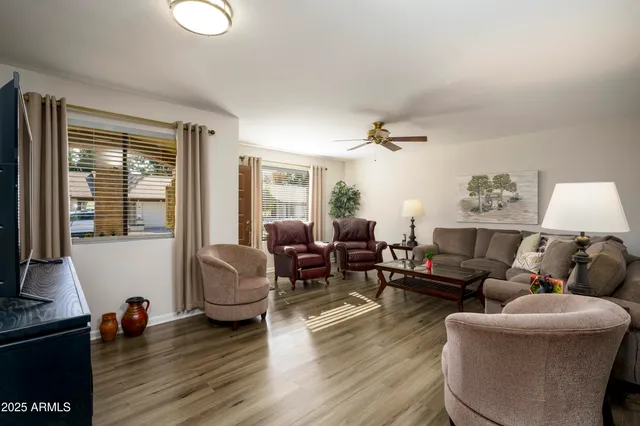 a living room with furniture