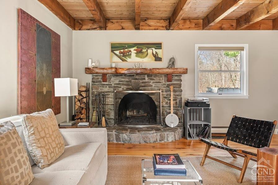 167 Dunbar Road Claverack, NY 12534 - Photo 8 of 37 a living room with furniture and a fireplace