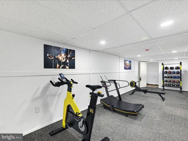 a view of a room with gym equipment