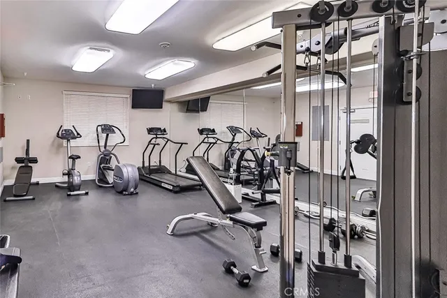 walk in a room with gym equipment