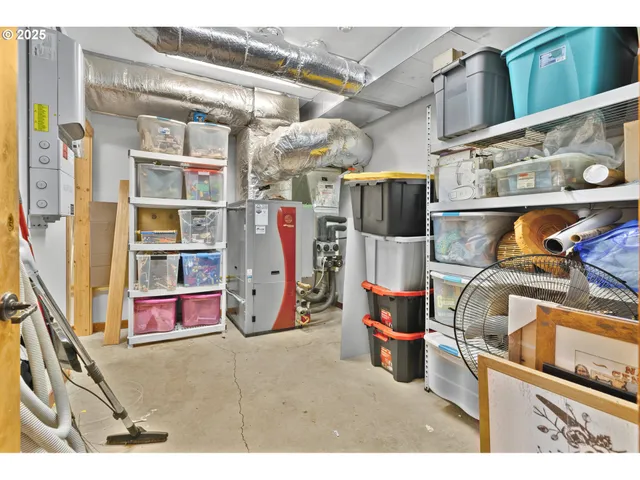 a storage room with washer and dryer