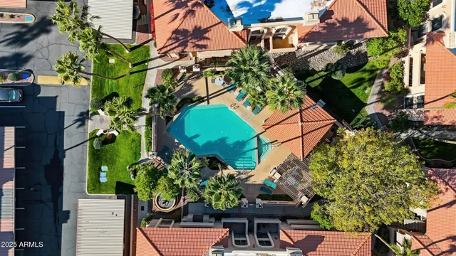 an aerial view of a house