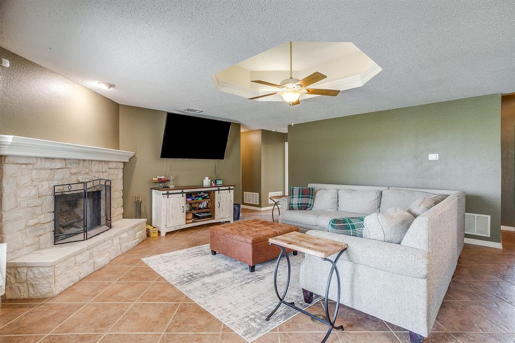 1050 Hampel Road Palmer, TX 75152 - Photo 8 of 35 a living room with furniture a fireplace and a flat screen tv