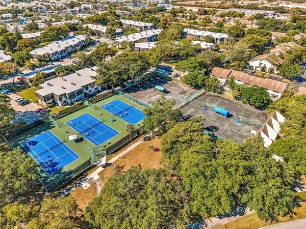 an aerial view of a yard