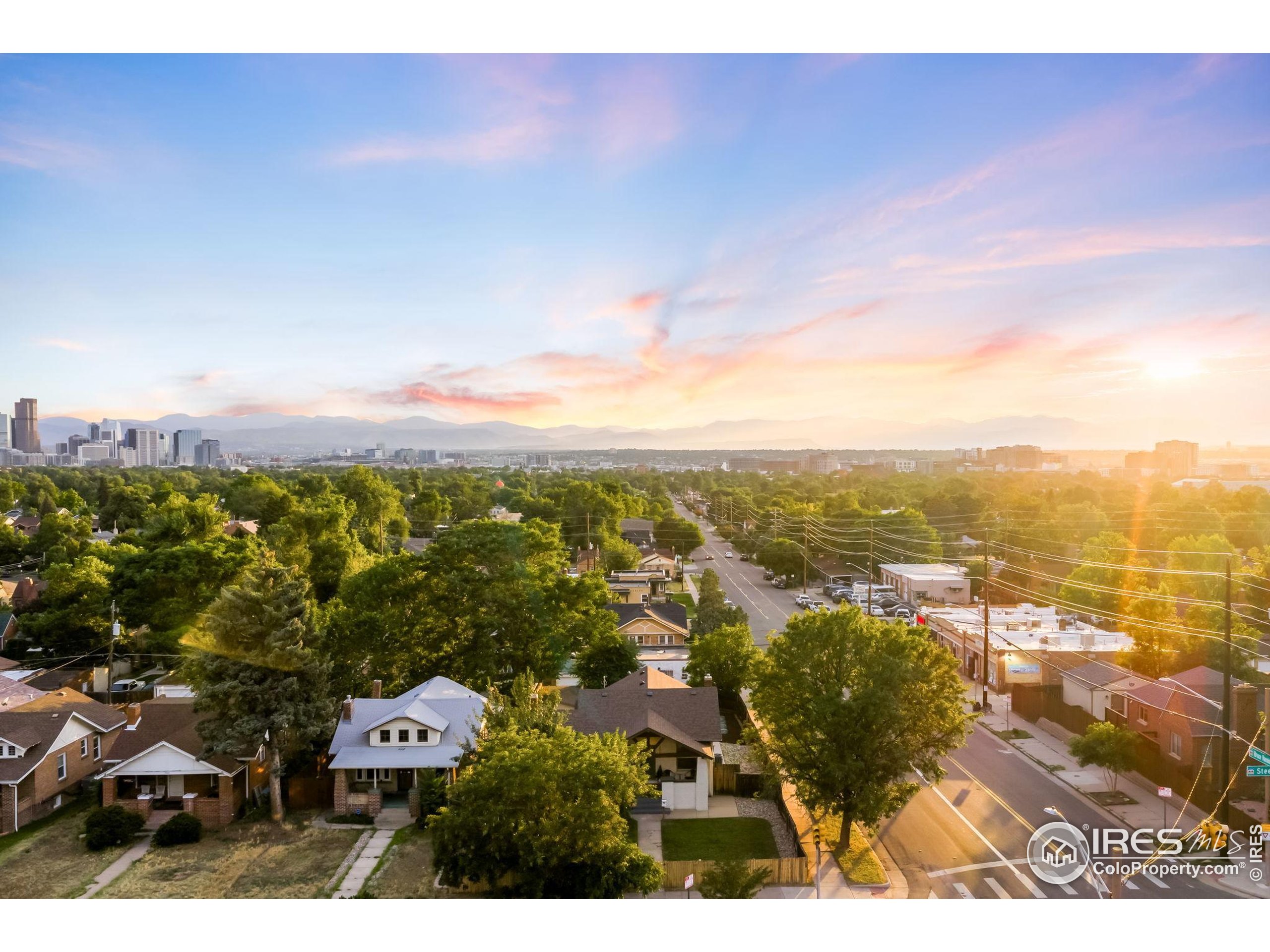 3359 Steele Street Denver, CO 80205 - Photo 33 of 48 an aerial view of residential house with parking space