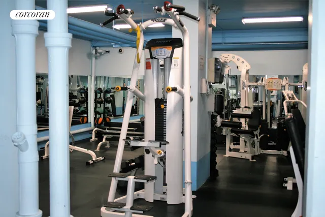 a view of a room with gym equipment