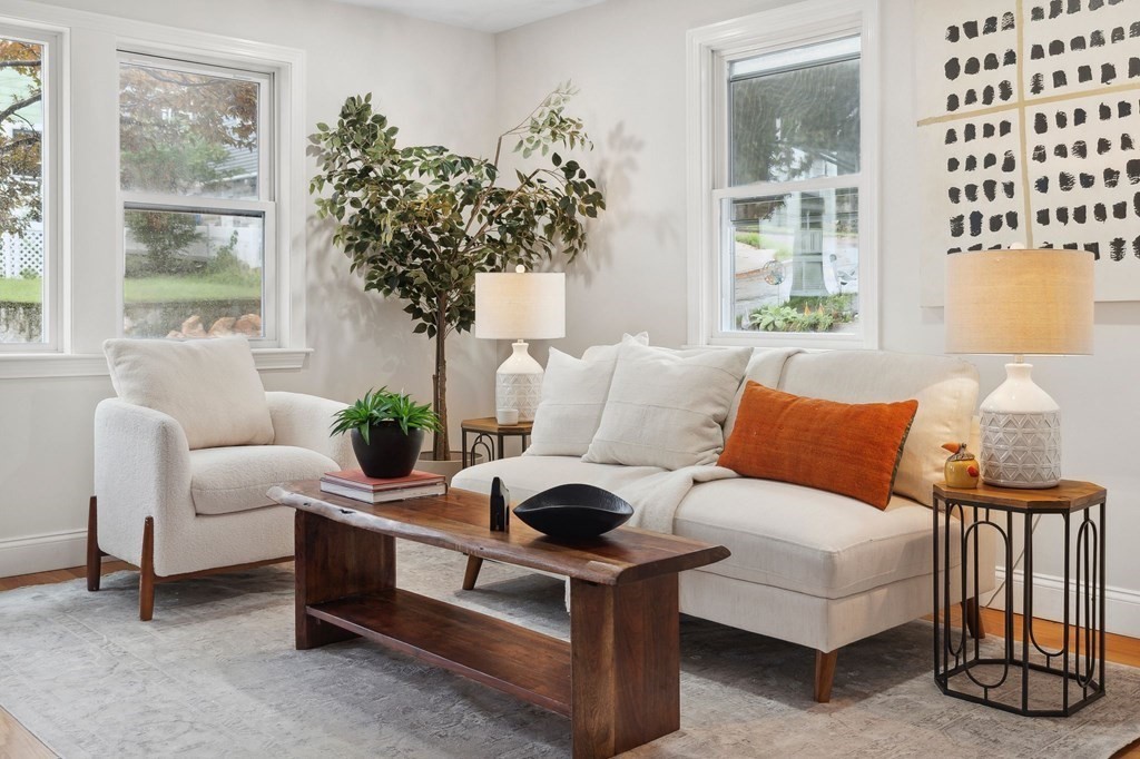 9-13 Sutherland Road, Unit 2 Arlington, MA 02476 - Photo 5 of 15 a living room with furniture and a potted plant