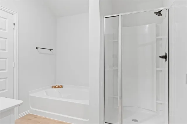 a bathroom with a bathtub