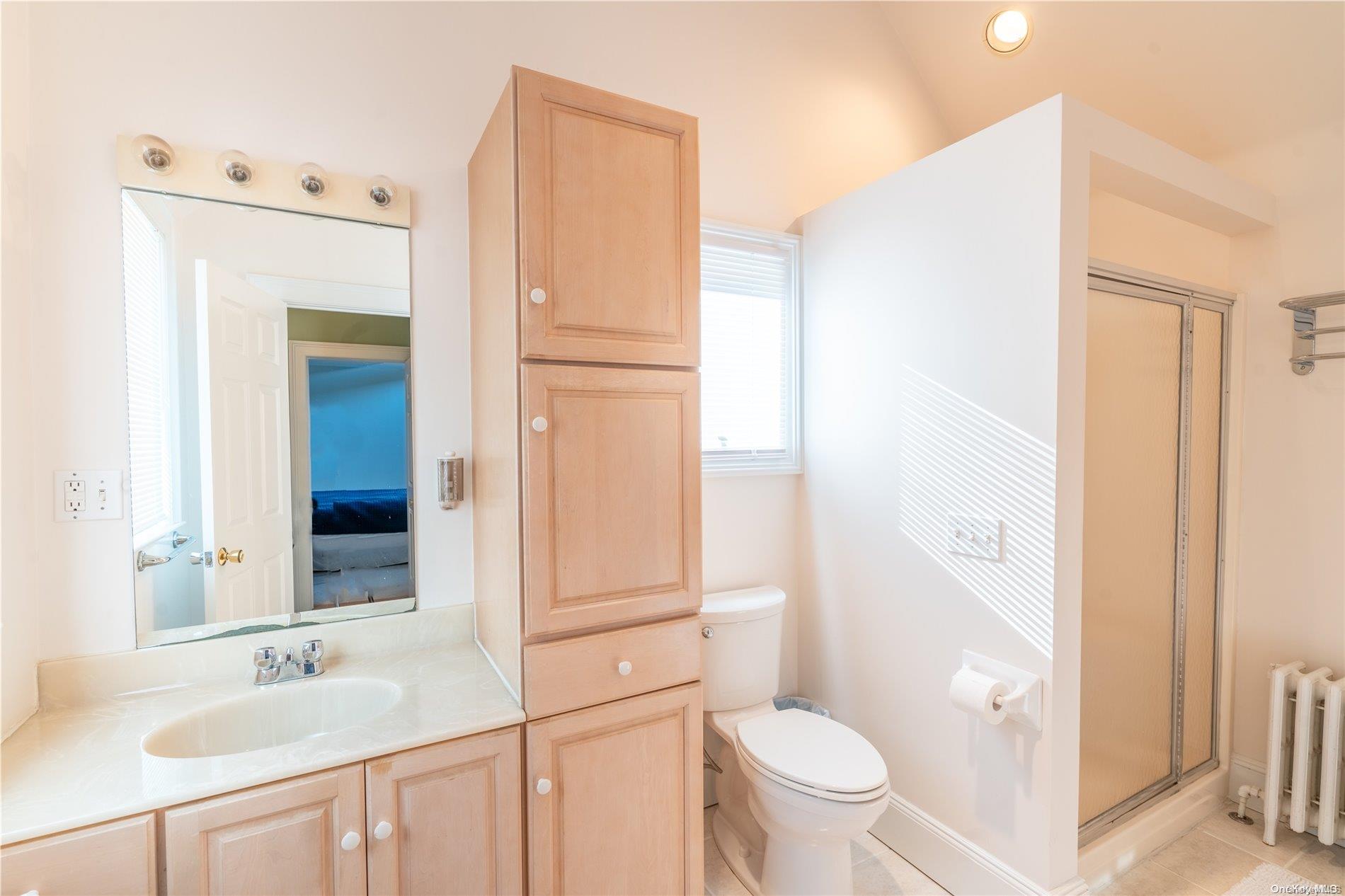 231 5th Avenue Greenport, NY 11944 - Photo 15 of 18 a bathroom with a sink a toilet and shower