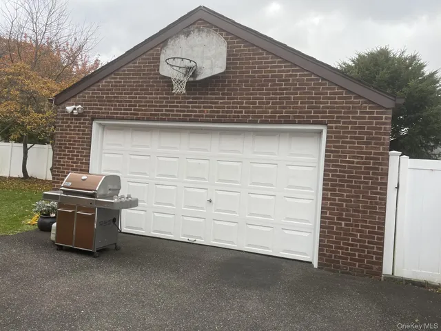 a backyard of a house with oven