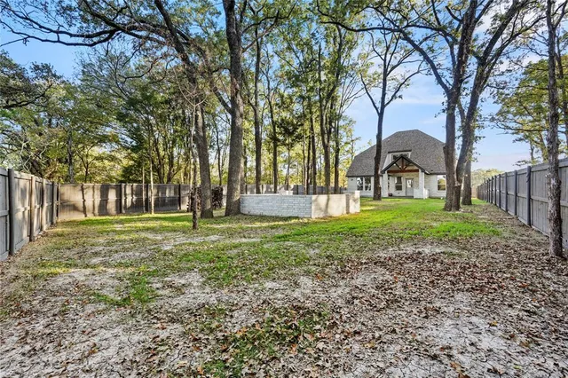 a view of a yard with a tree