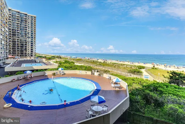 a view of a city and ocean view