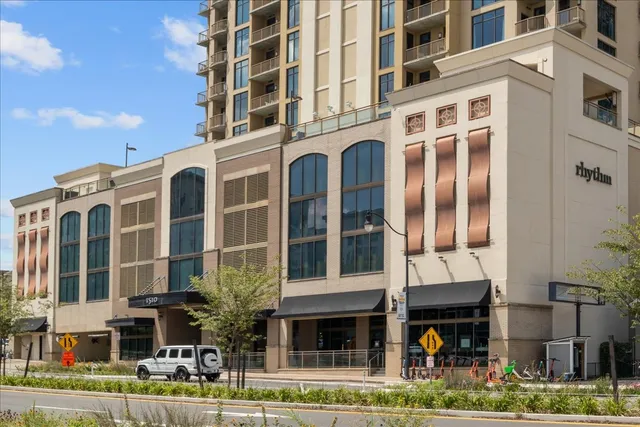 a front view of a multi story building