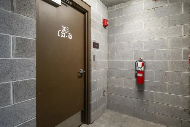 a view of a park with a slide