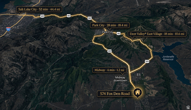 574 South Fox Den Road, Unit 3 Midway, UT 84049 - Photo 8 of 45 Property Location Map. Displaying the property's address and its proximity to various points of interest