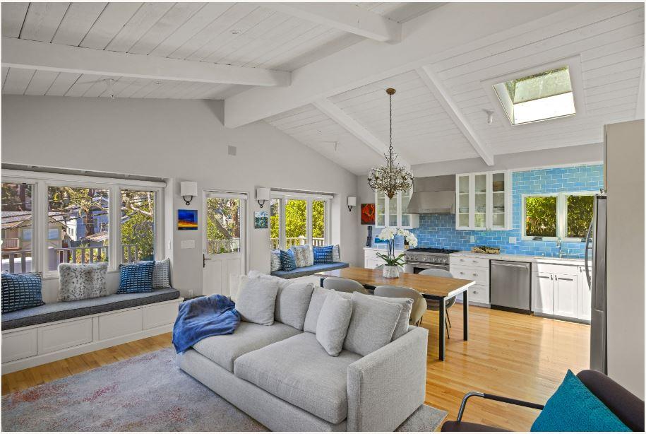 Junipero Street Carmel, CA 93921 - Photo 7 of 33 a living room with fireplace furniture and a large window