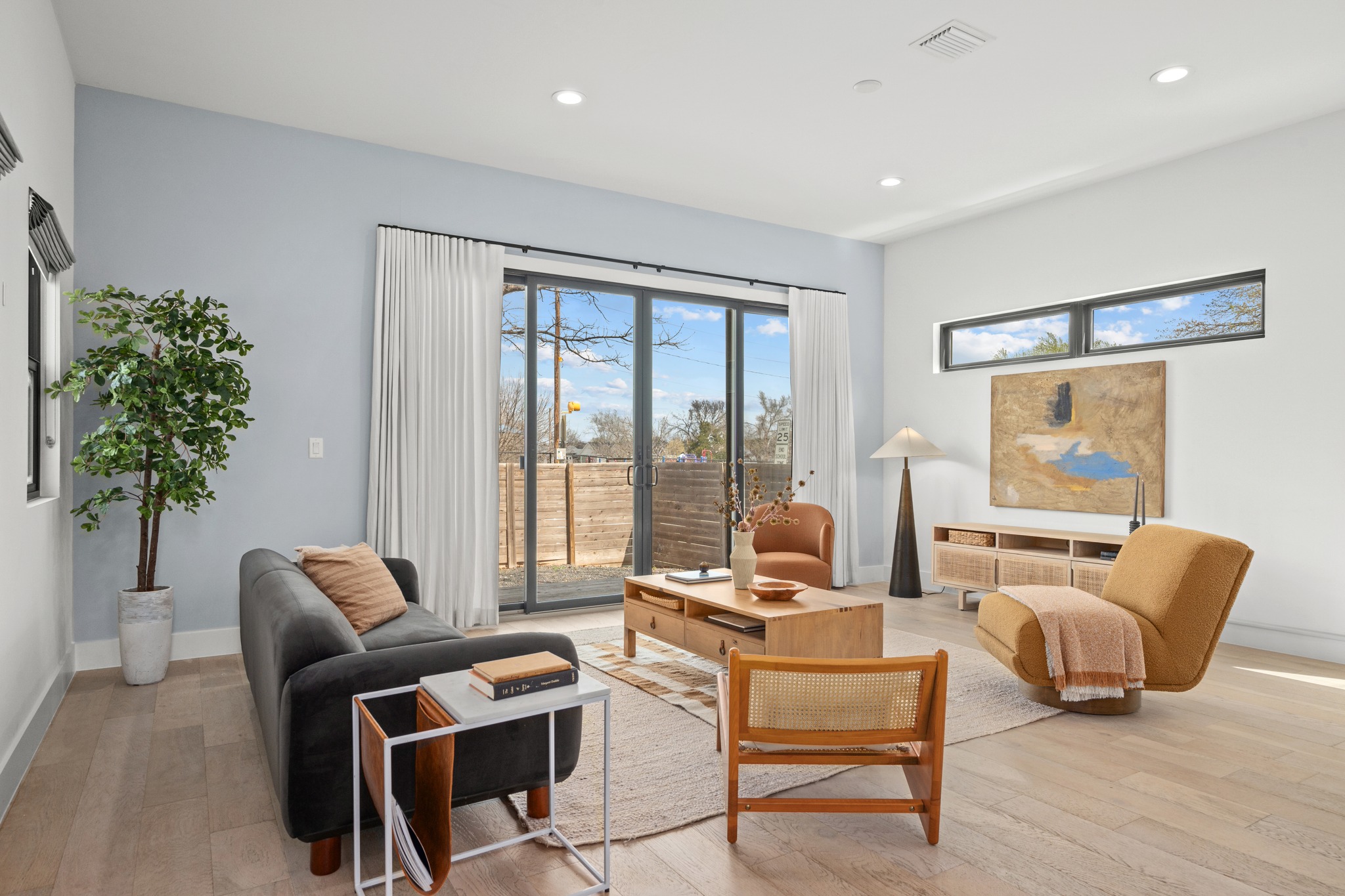 503 Havana Street, Unit A Austin, TX 78704 - Photo 3 of 28 Sitting room featuring light wood type floors and recessed lighting