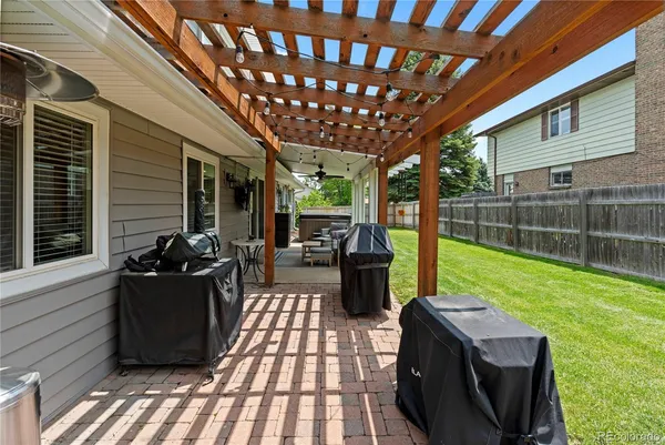 a view of a porch with furniture
