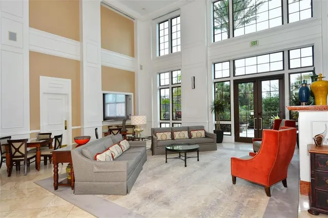 a outdoor space with lots of furniture and a potted plant