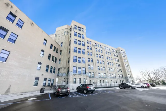 a city view with tall buildings