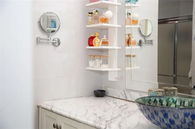 a close view of a cabinet in kitchen